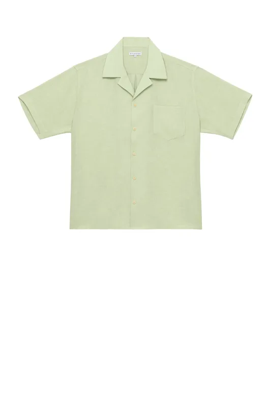 New Camp Collar Shirt in Celadon Linen made by Blluemade