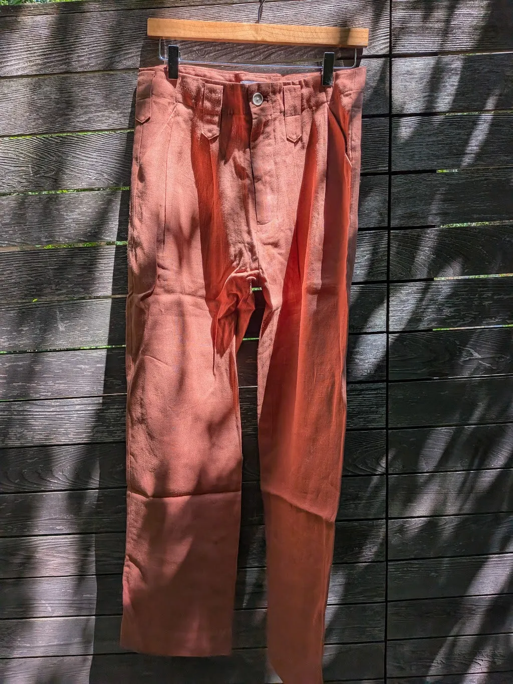 New Hollywood pant in Terracotta Belgian Linen sold by Blluemade