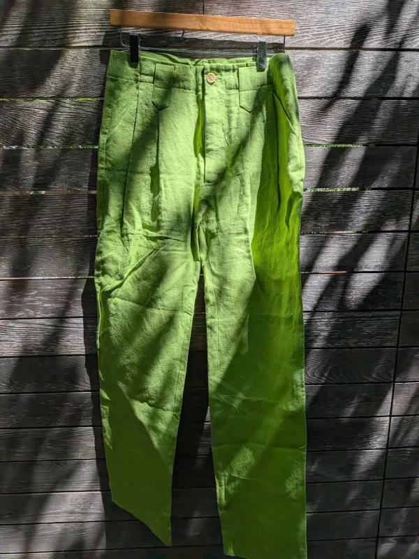 New Hollywood pant in Lime Green Linen made by Blluemade