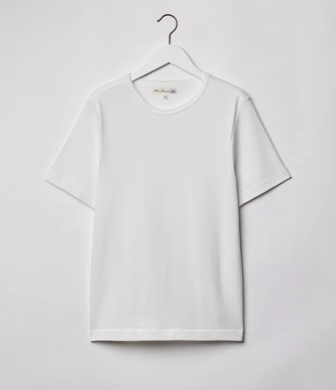 【Merz b. Schwanen】2M15C Sturdy Jersey T-shirt White 經典重磅有機棉素T白色 sold by Blue Beach Denim