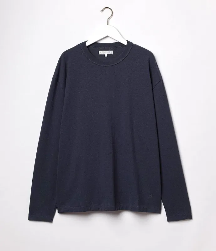 【Merz b. Schwanen】GHPLS01 Organic and Giza Cotton / Hemp Blend  Charcoal 埃及棉混紡炭灰色長袖素T sold by Blue Beach Denim