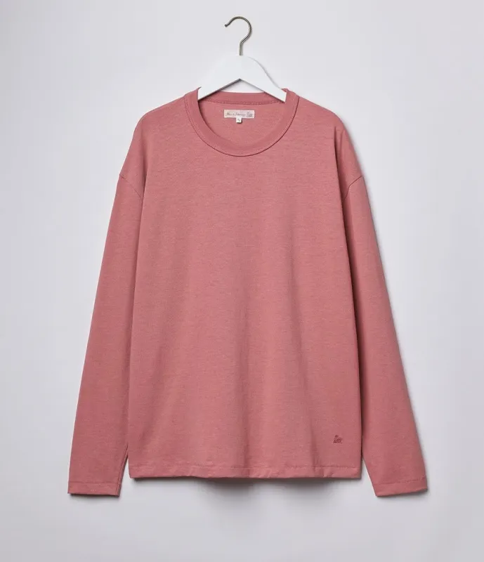 【Merz b. Schwanen】GHPLS01 Organic and Giza Cotton / Hemp Blend Rosewood 埃及棉混紡淡粉色長袖素T sold by Blue Beach Denim