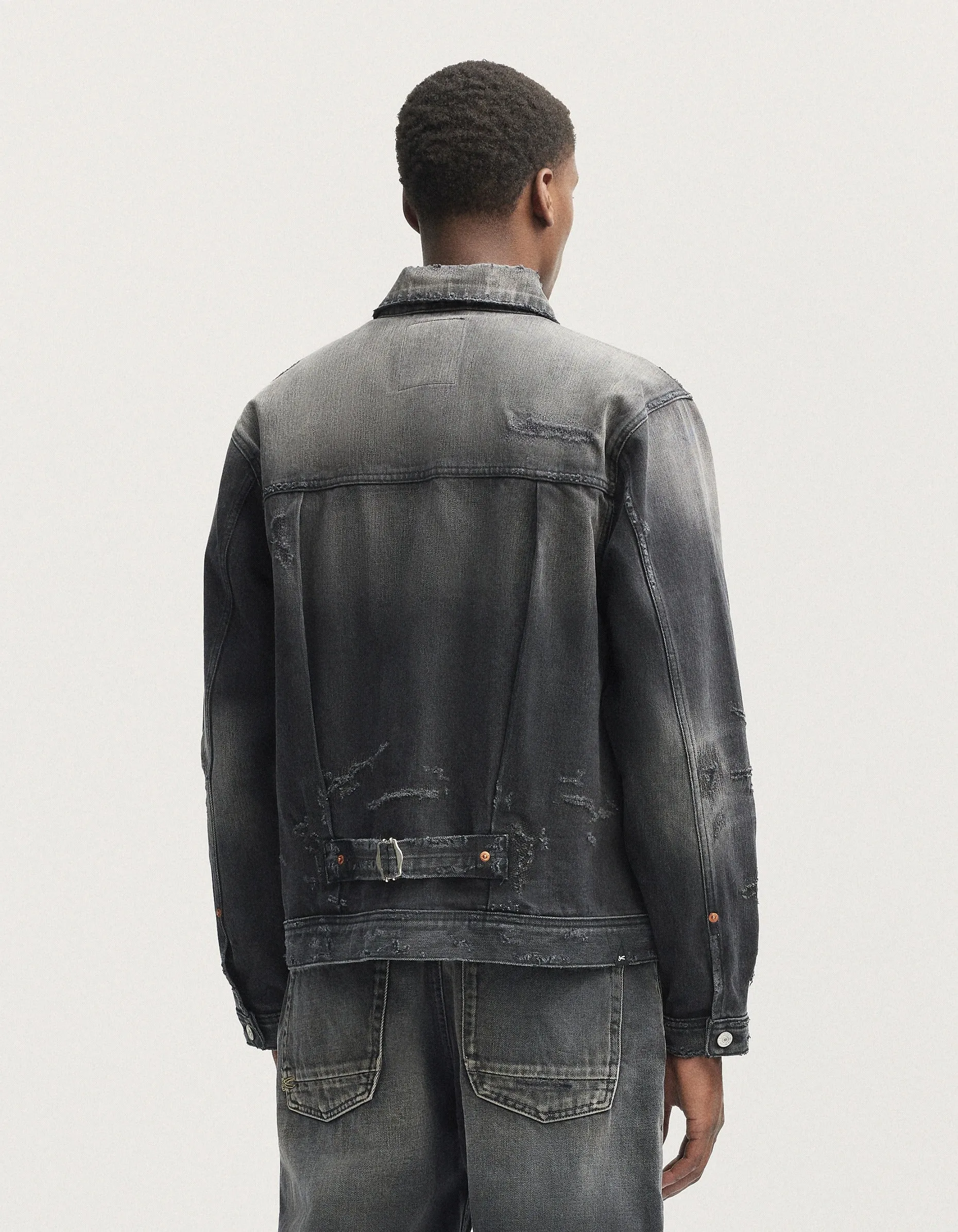 【DENHAM】Dagger Work Jacket Phantom Black Selvedge Repair 工匠復刻重度補釘破壞牛仔夾克 sold by Blue Beach Denim product image thumbnail 3