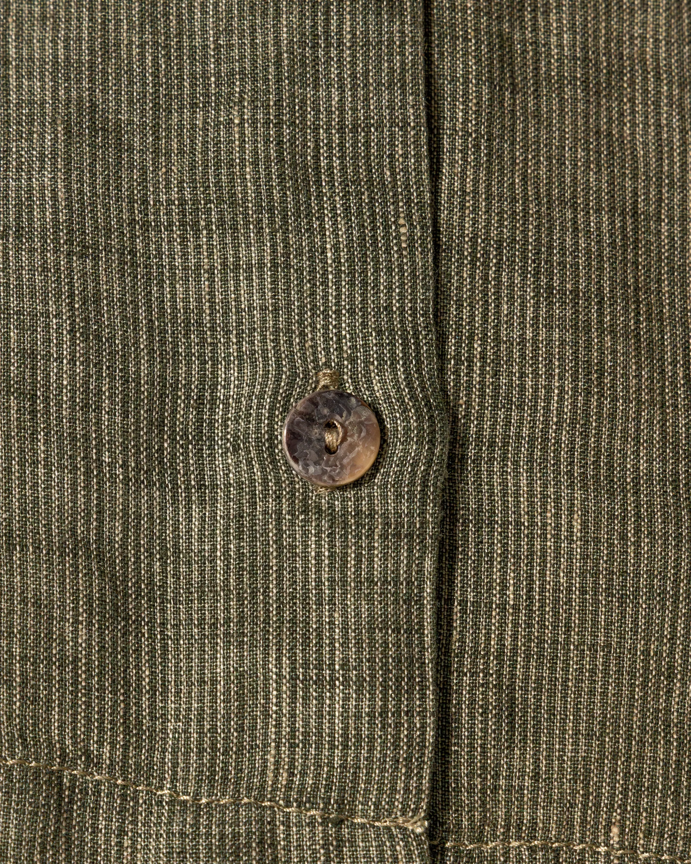 【Scarti-Lab】Linen Woven Man Stripe Shirt Avocado 304 SV474 義製亞麻直條紋襯衫 草綠色 sold by Blue Beach Denim product image thumbnail 4