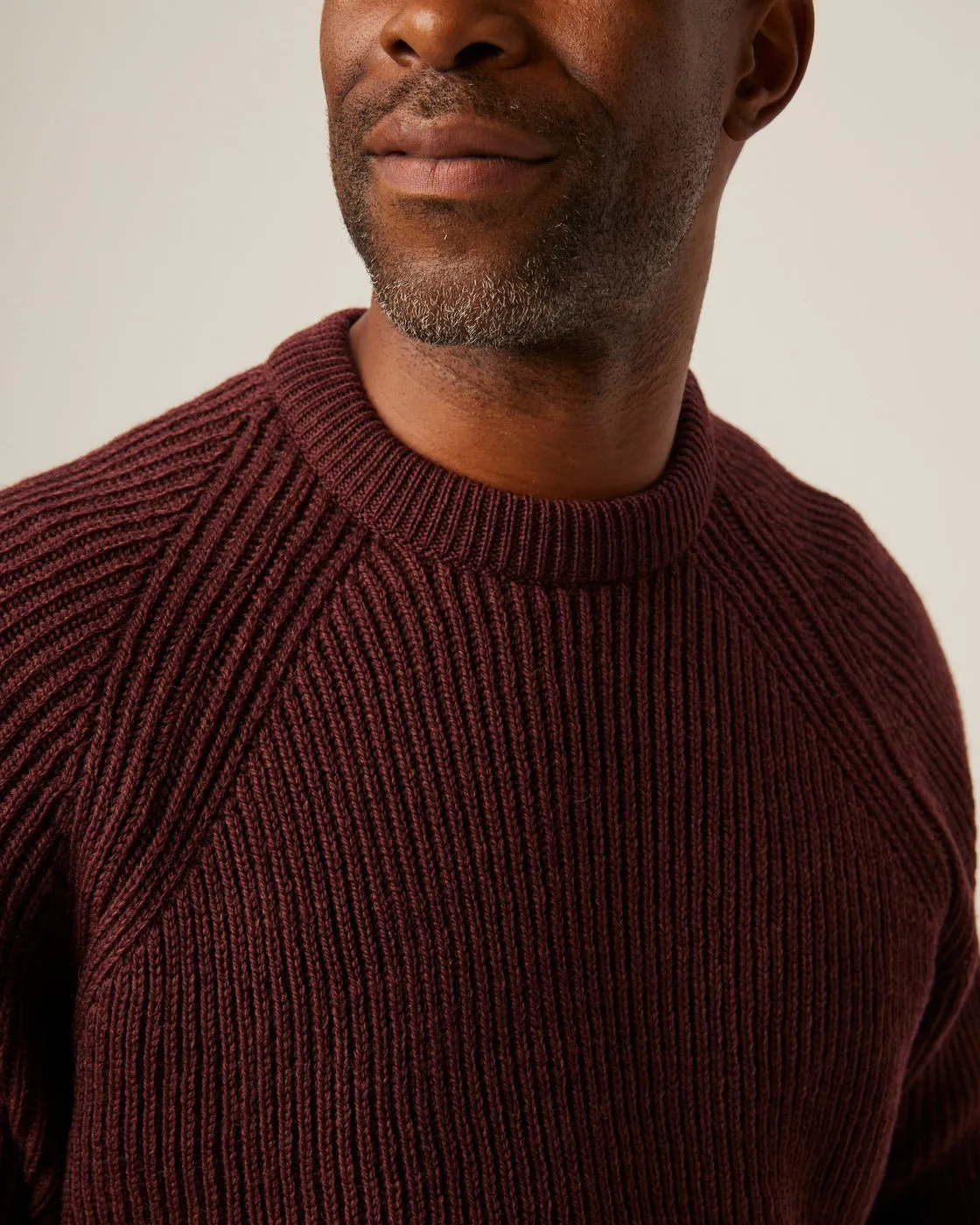 【Peregrine】Merino Wool Ford Crew Neck Sweater Shiraz 酒紅色美麗諾圓領粗針毛衣 sold by Blue Beach Denim product image thumbnail 4