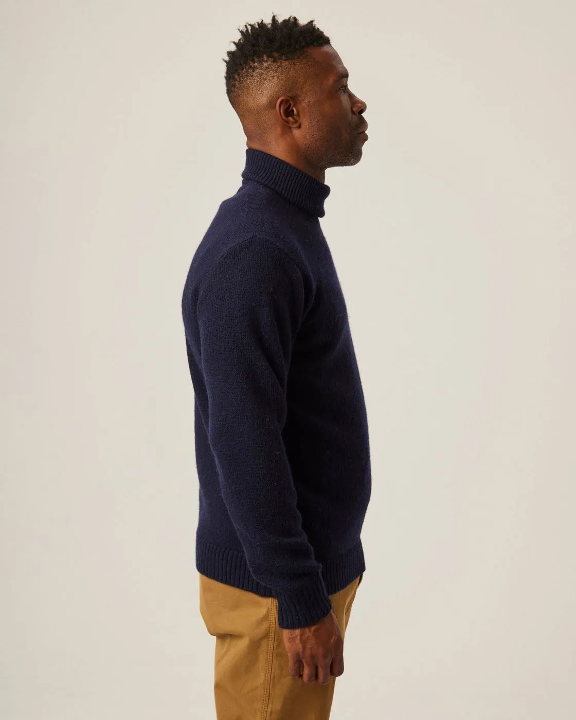 【Peregrine】Makers Stitch Polo Neck Sweater Navy 海藍色水洗美麗諾高領毛衣 sold by Blue Beach Denim product image thumbnail 5