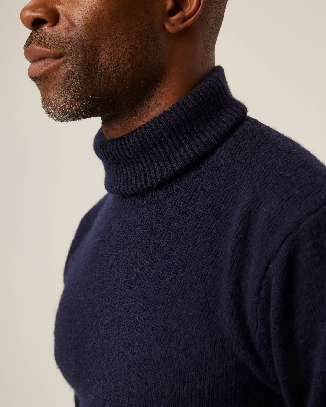 【Peregrine】Makers Stitch Polo Neck Sweater Navy 海藍色水洗美麗諾高領毛衣 sold by Blue Beach Denim product image thumbnail 3