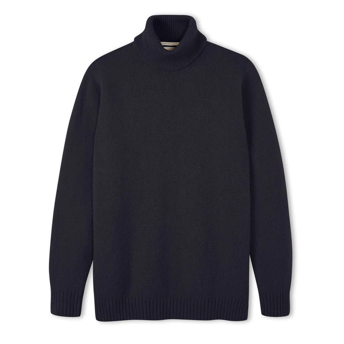 【Peregrine】Makers Stitch Polo Neck Sweater Navy 海藍色水洗美麗諾高領毛衣 sold by Blue Beach Denim