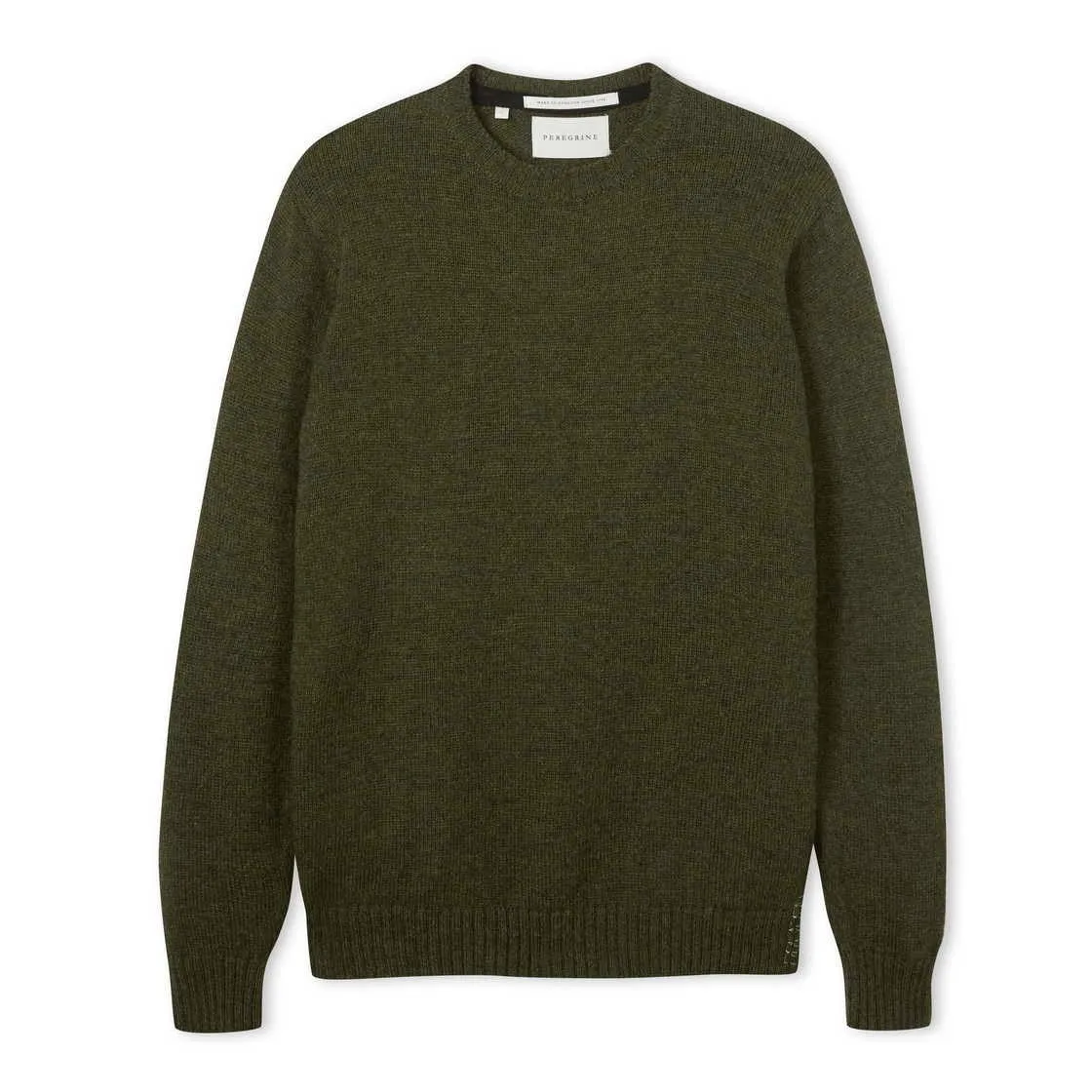 【Peregrine】Makers Stitch Crew Sweater Olive 綠色水洗美麗諾圓領毛衣 sold by Blue Beach Denim