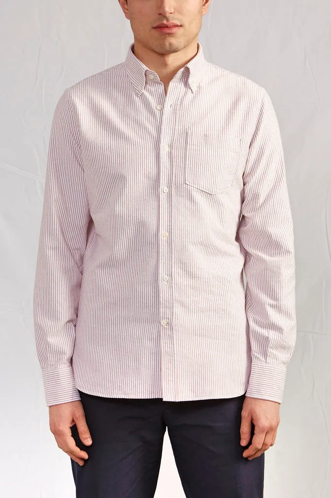 【ABCL Garments】BD 1214 Selvedge Oxford Red Stripe 紅條紋赤耳布邊牛津襯衫 sold by Blue Beach Denim