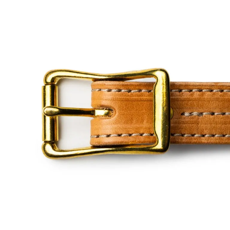 【Yuketen 】1" Triple Stitch Belt Russet 窄版三本針縫線天然棕色皮帶 sold by Blue Beach Denim product image thumbnail 2