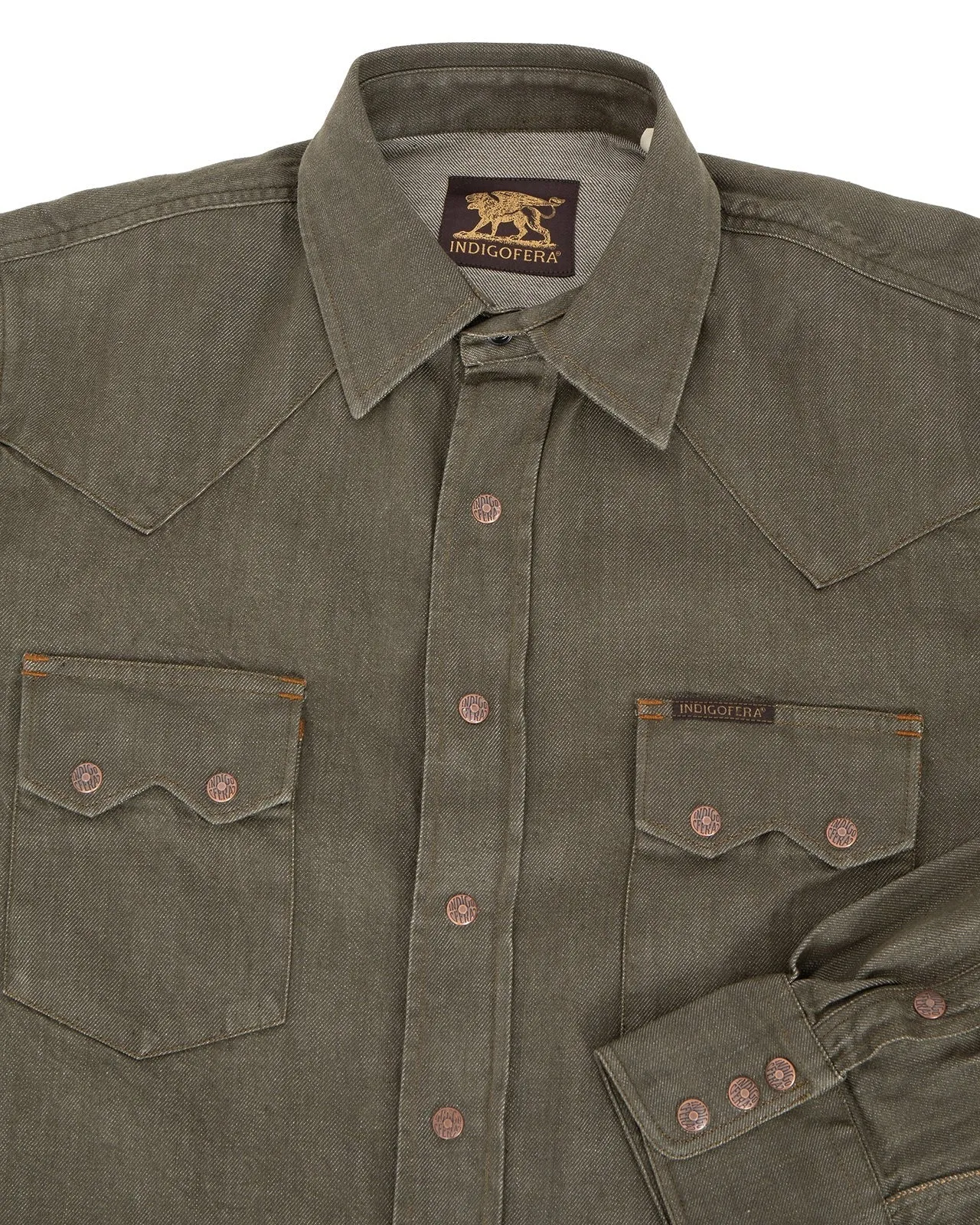 【Indigofera】Ryman Denim Shirt, Carson Denim Green 卡森綠色丹寧西部鋸齒牛仔襯衫 sold by Blue Beach Denim product image thumbnail 2