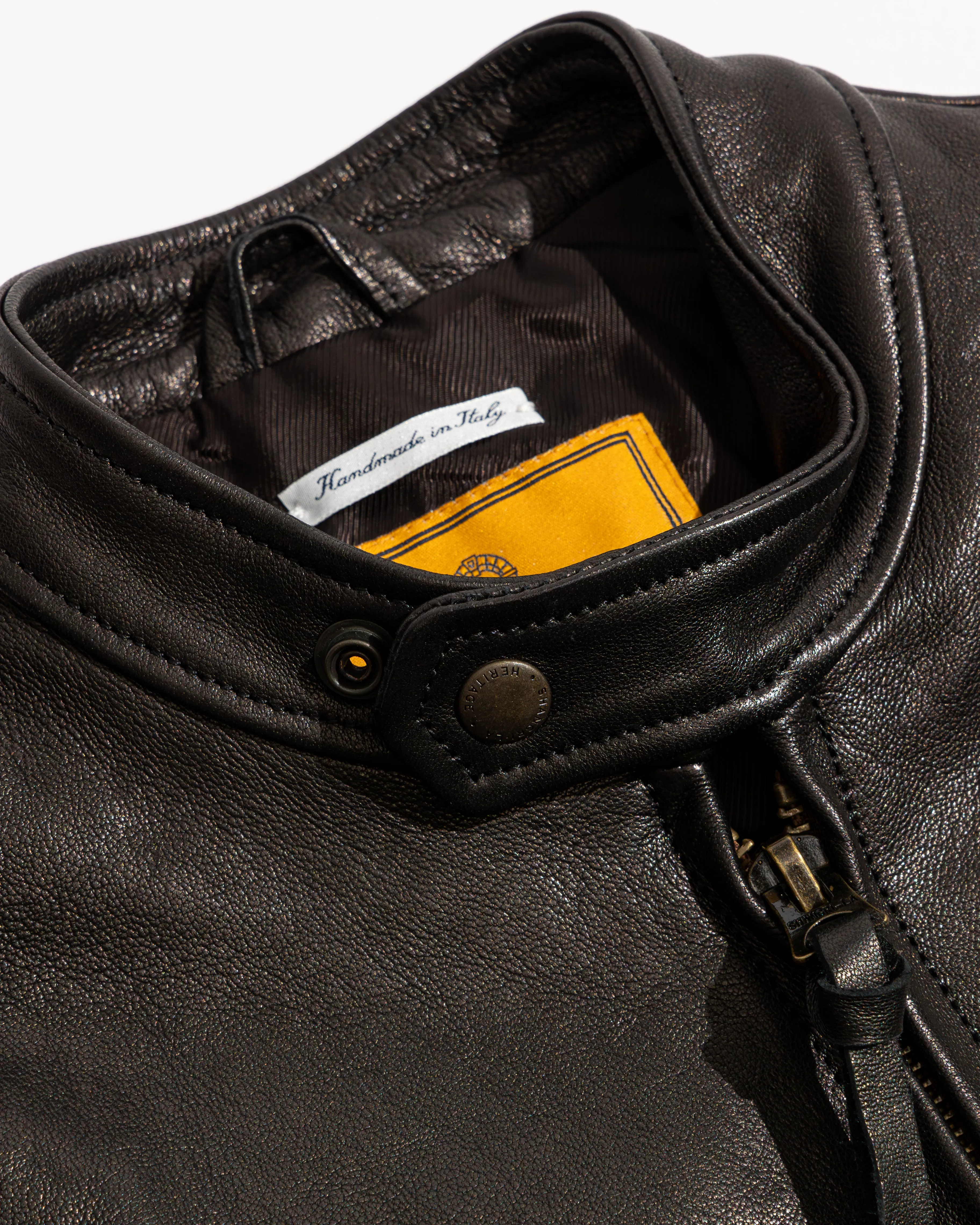 【Shangri-La Heritage】“J-100” Cafer Racer Black 黑色小羊皮合身直拉騎士皮衣 sold by Blue Beach Denim product image thumbnail 3