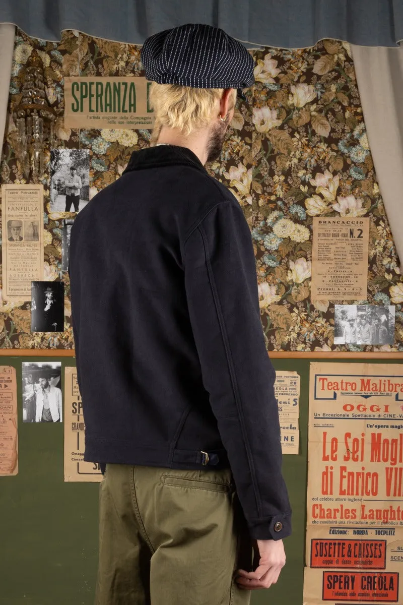 【Scarti-Lab】707F SN960 Moleskine Shawl Collar Jacket 海軍藍厚磅鼴鼠皮哥薩克外套 sold by Blue Beach Denim product image thumbnail 5