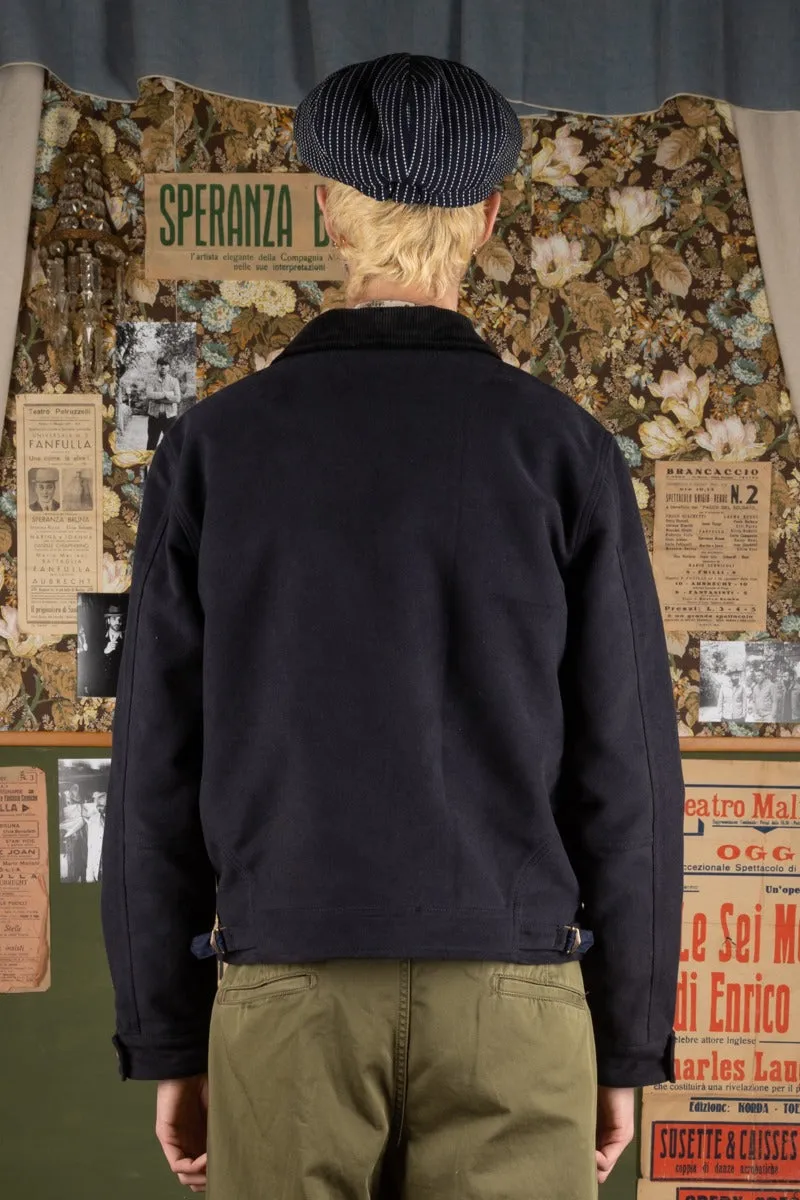 【Scarti-Lab】707F SN960 Moleskine Shawl Collar Jacket 海軍藍厚磅鼴鼠皮哥薩克外套 sold by Blue Beach Denim product image thumbnail 3