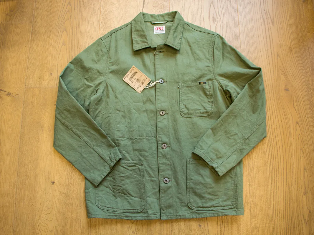 【ONI DENIM】03501-SVC-LOL Light Olive 輕磅復古橄欖綠布邊工裝夾克 made by Oni