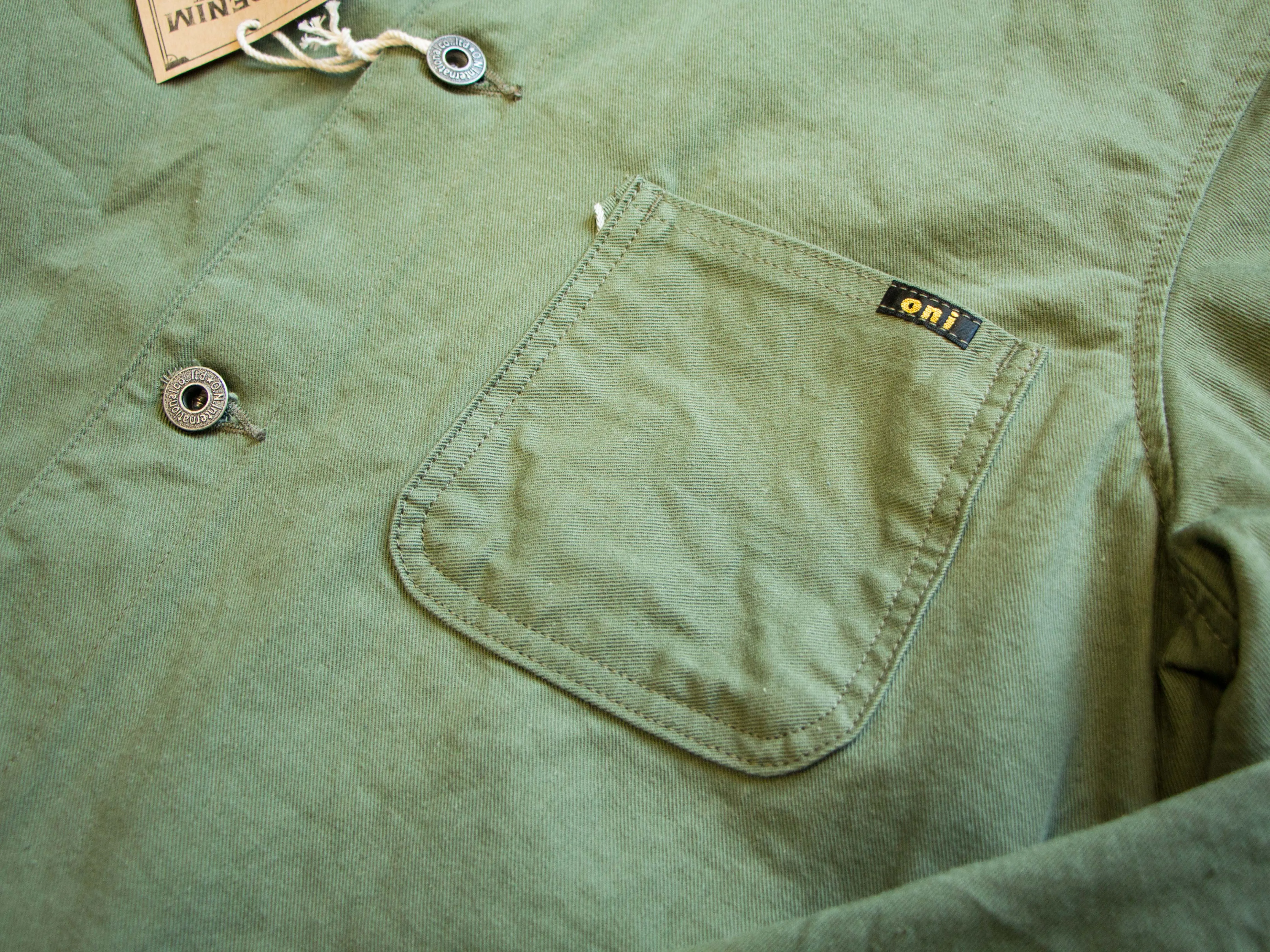 【ONI DENIM】03501-SVC-LOL Light Olive 輕磅復古橄欖綠布邊工裝夾克 sold by Blue Beach Denim product image thumbnail 3