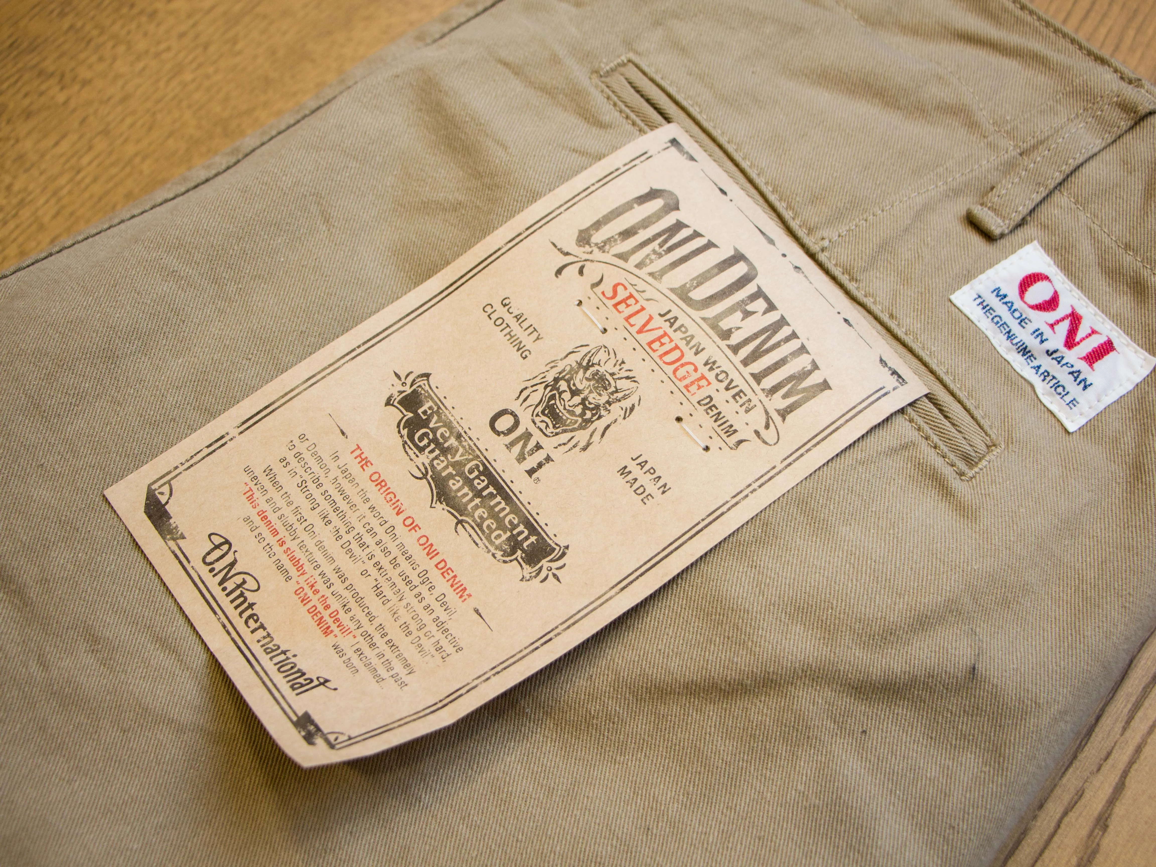 【ONI DENIM】737-SVC-KHB Selvedge Chino Light Beige 輕磅復古卡其色寬鬆直筒休閒褲 sold by Blue Beach Denim product image thumbnail 2