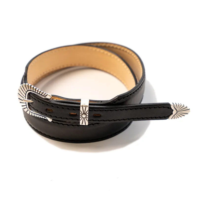 【Shangri-La Heritage】“Wild Star” Western Belt Black 黑色義大利西部皮帶 sold by Blue Beach Denim