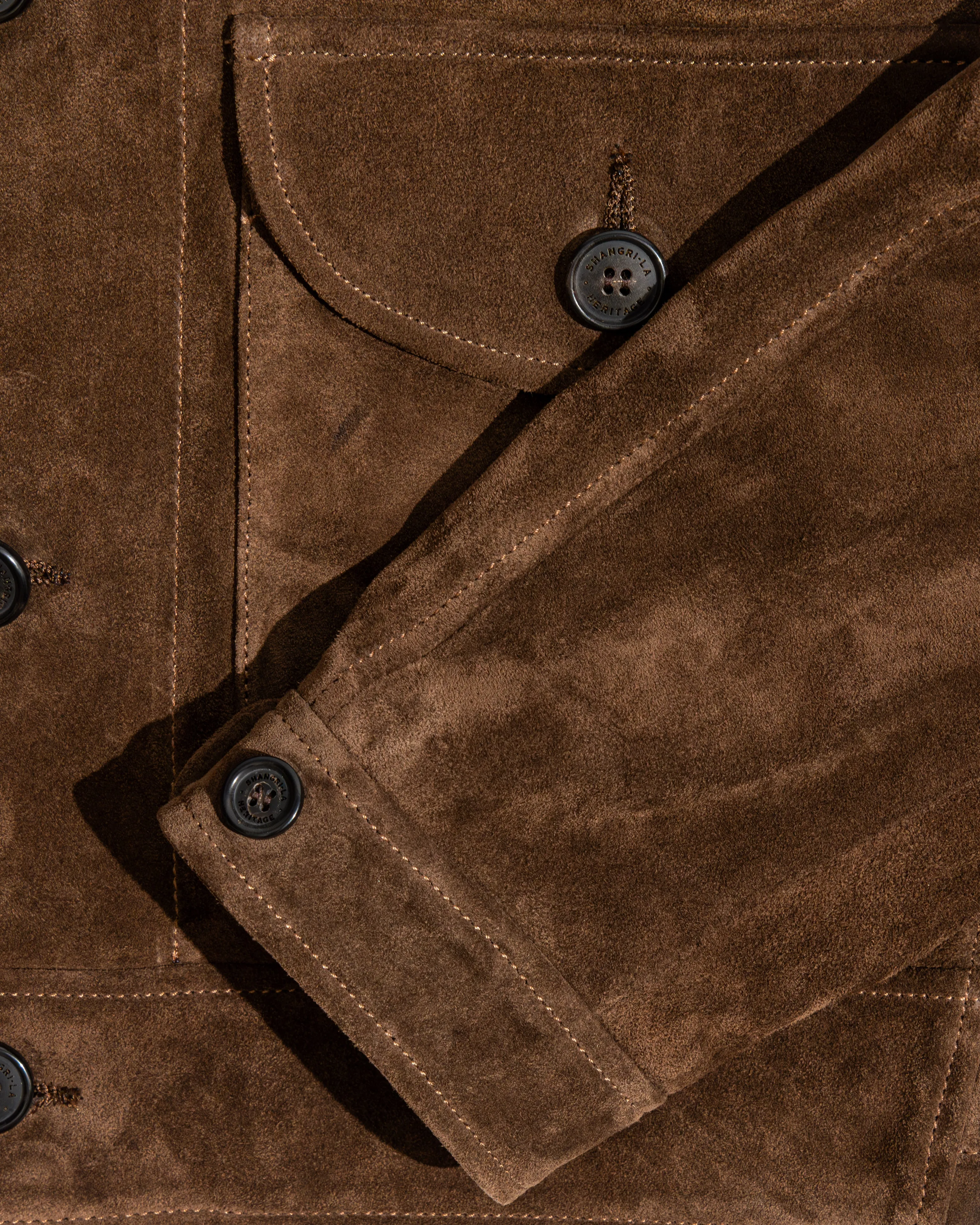 【Shangri-La Heritage】Cossack Brown Suede 深棕色小羊麂皮哥薩克外套 sold by Blue Beach Denim product image thumbnail 5