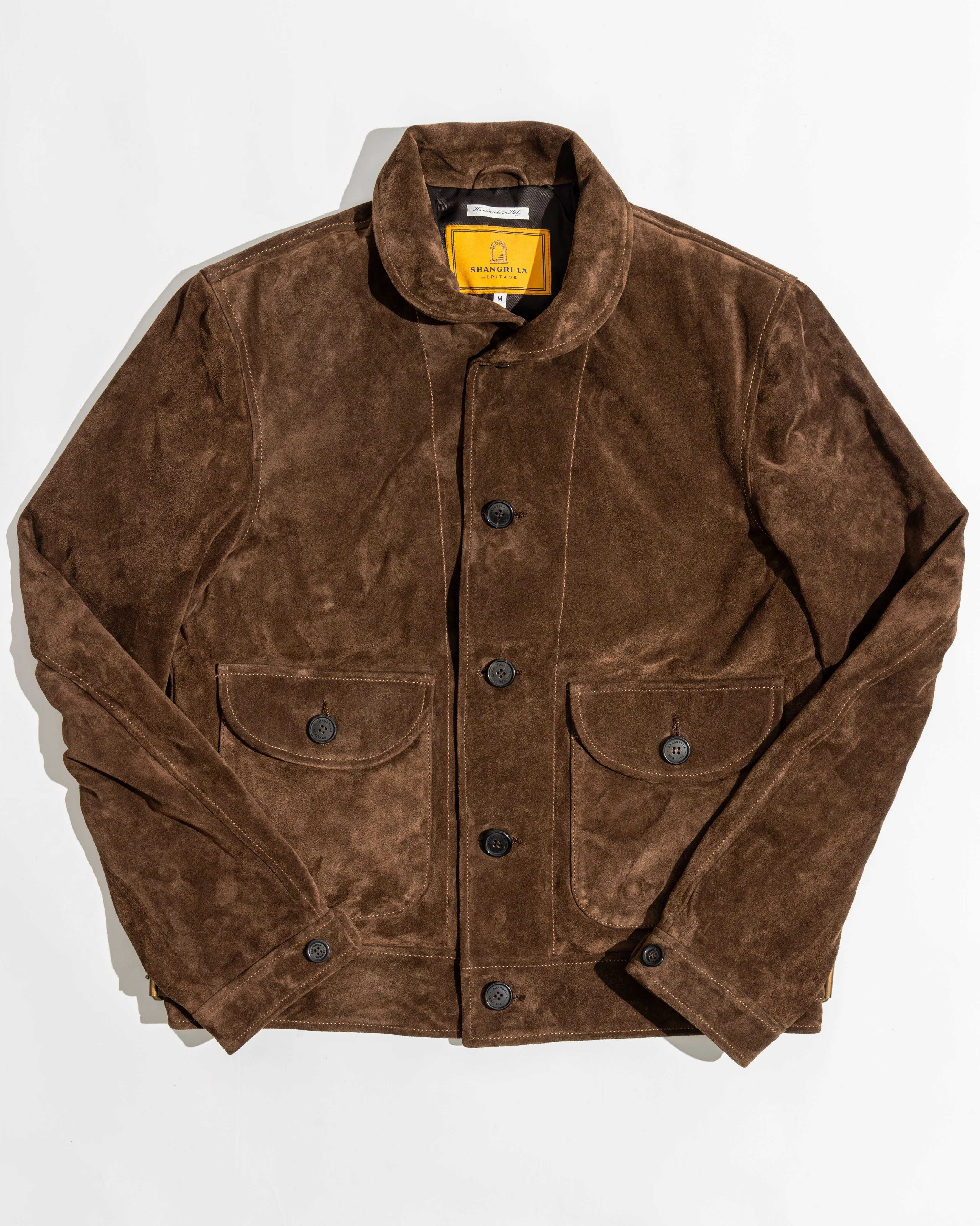 【Shangri-La Heritage】Cossack Brown Suede 深棕色小羊麂皮哥薩克外套 sold by Blue Beach Denim