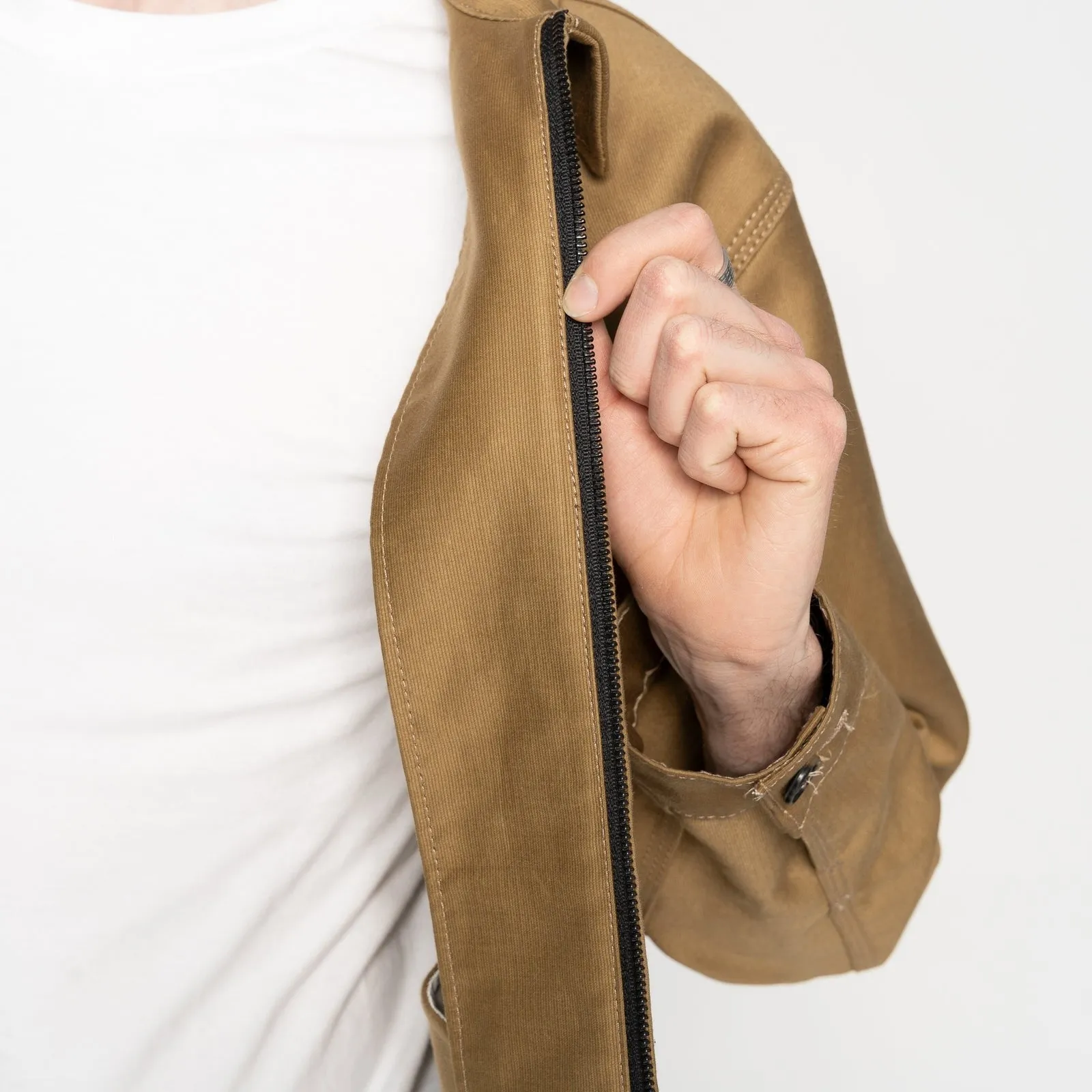 【Naked & Famous】Brushed Jungle Cloth Tan 卡其色刷毛叢林布拉鍊夾克 sold by Blue Beach Denim product image thumbnail 5