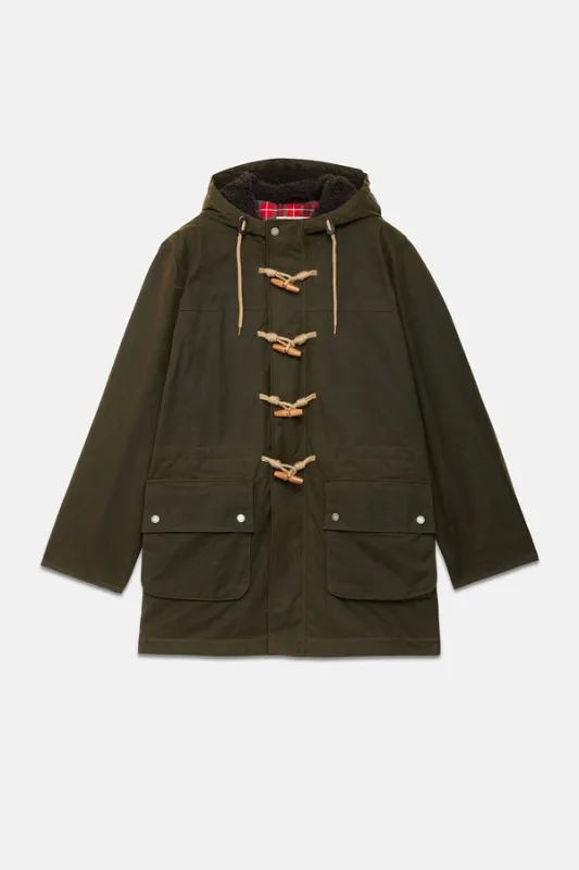【Baracuta】Waxed Duffle Coat Deep Moss 上蠟粗呢外套深苔綠 sold by Blue Beach Denim