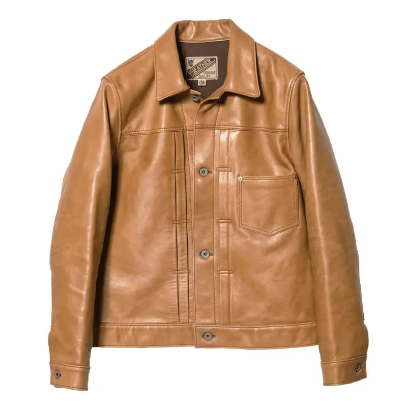 【Y'2 Leather】KB-140-T Kakishibu Persimmon Tanned Horse Hide Type 1 Jacket 柿染重磅馬皮一代皮衣 sold by Blue Beach Denim