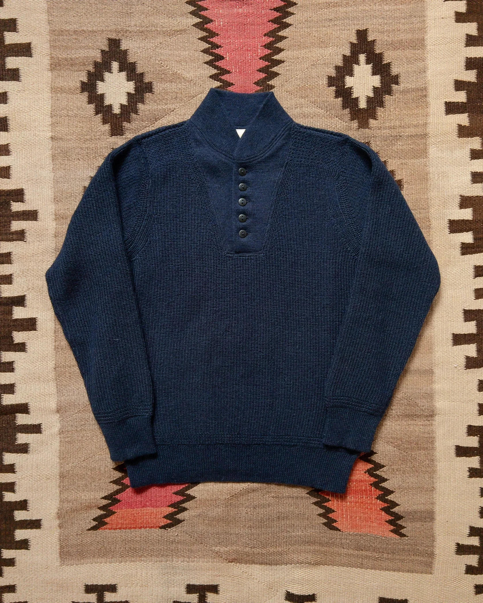 【WYTHE】Alpaca Submariner Henley Vintage Navy 海藍復古羊駝毛潛艇毛衣 sold by Blue Beach Denim
