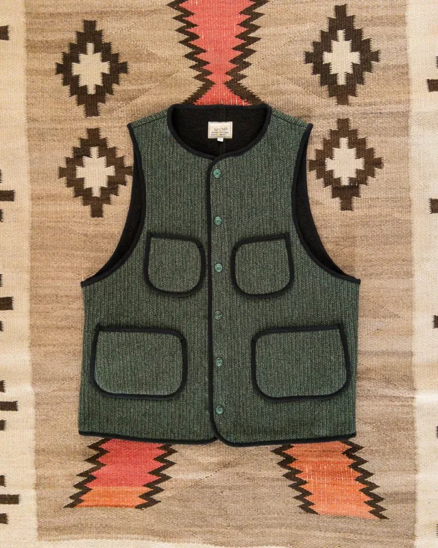 【WYTHE】Beach Cloth Vest Evergreen 綠色復古羊毛背心 sold by Blue Beach Denim