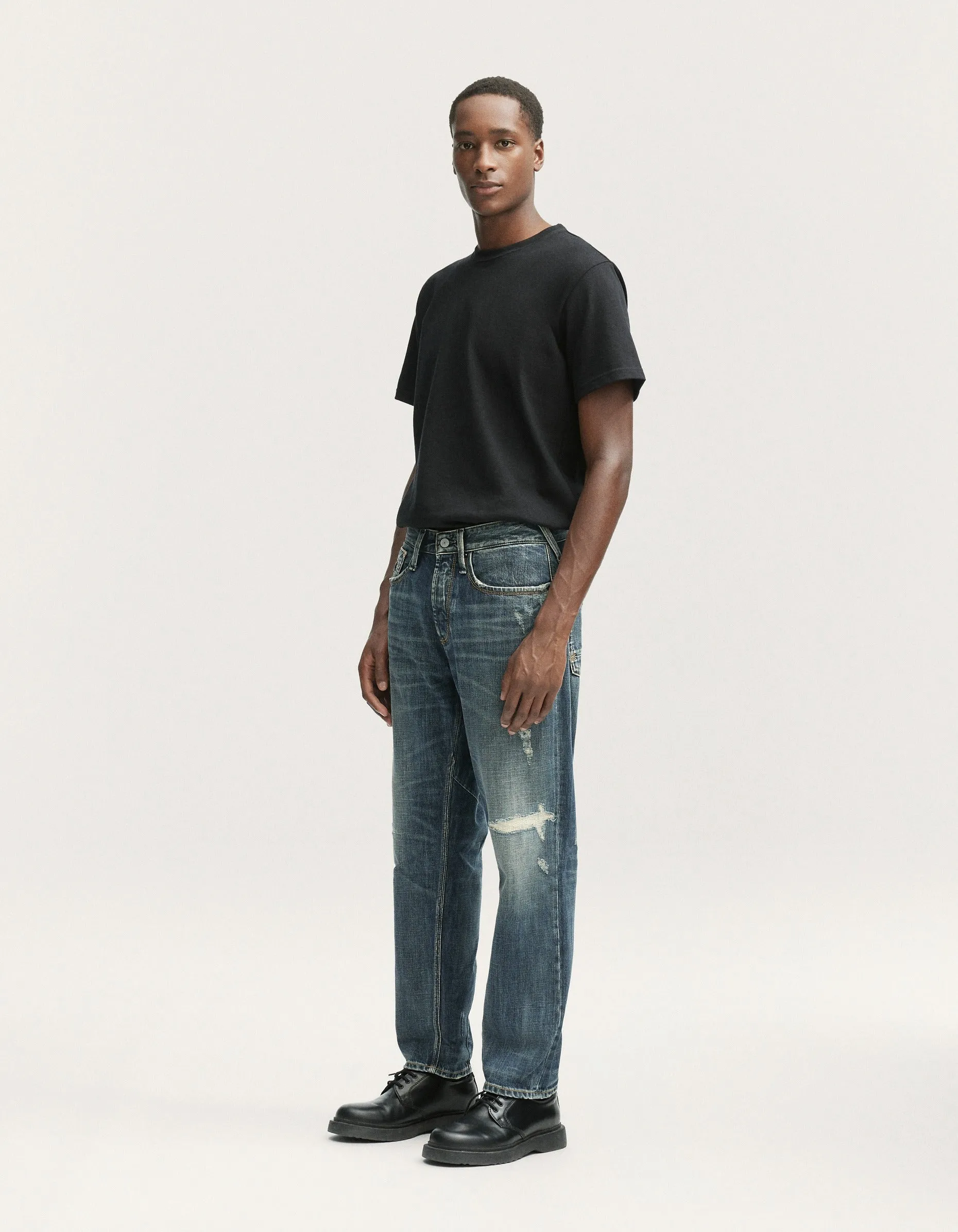 【DENHAM】Dart Cinch 立體剪裁作舊補丁巴黎扣寬鬆錐形布邊牛仔褲 sold by Blue Beach Denim product image thumbnail 5