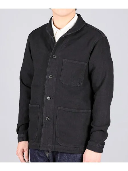 【MOMOTARO】03042 Black Dobby Coverall Jacket 圓領黑染刺仔工裝夾克 sold by Blue Beach Denim product image thumbnail 3