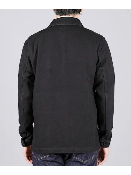 【MOMOTARO】03042 Black Dobby Coverall Jacket 圓領黑染刺仔工裝夾克 sold by Blue Beach Denim product image thumbnail 4