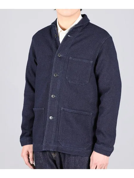 【MOMOTARO】03042 Indigo Dobby Coverall Jacket 圓領藍染刺仔工裝夾克 sold by Blue Beach Denim product image thumbnail 3