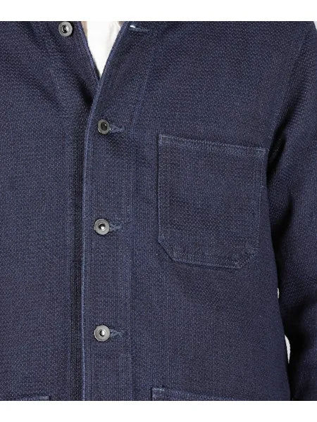 【MOMOTARO】03042 Indigo Dobby Coverall Jacket 圓領藍染刺仔工裝夾克 sold by Blue Beach Denim product image thumbnail 5