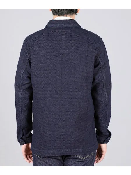 【MOMOTARO】03042 Indigo Dobby Coverall Jacket 圓領藍染刺仔工裝夾克 sold by Blue Beach Denim product image thumbnail 4