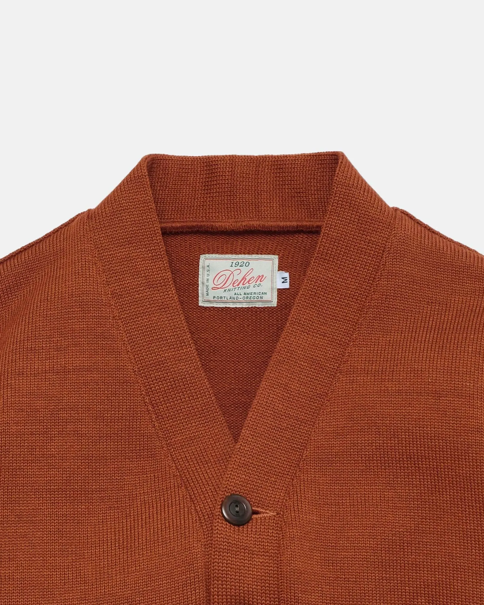 【Dehen 1920】Classic Cardigan Burnt Orange 50年代復古粗針燒橘色開襟衫 sold by Blue Beach Denim product image thumbnail 2