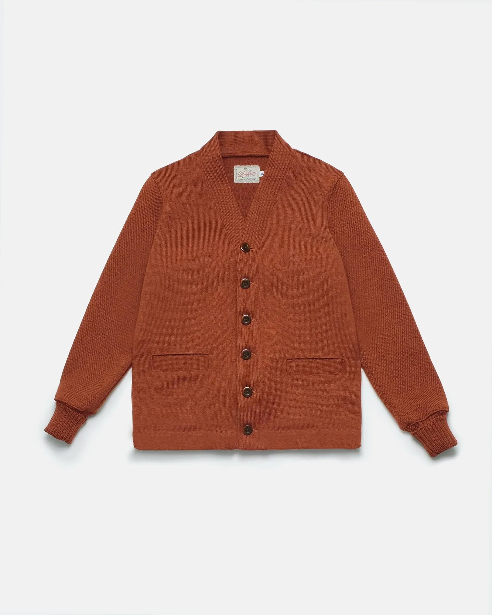 【Dehen 1920】Classic Cardigan Burnt Orange 50年代復古粗針燒橘色開襟衫 sold by Blue Beach Denim