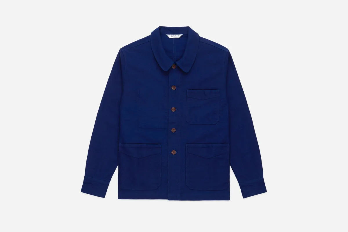 【3sixteen】French Work Jacket Washed Indigo Moleskin 藍染鼴鼠皮法國工裝夾克 sold by Blue Beach Denim