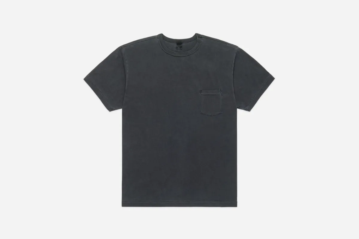 【3sixteen】Garment Dyed Pima Pocket T⁠-⁠shirt Smoke 頂級匹馬棉成衣染短T煙黑色 sold by Blue Beach Denim