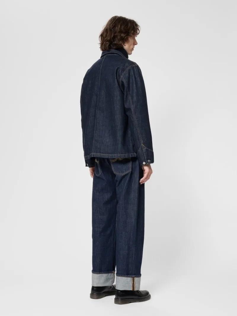 【Nudie Jeans】Howie Chore Jacket One Wash Blue 深藍原色復古工裝夾克 sold by Blue Beach Denim product image thumbnail 4