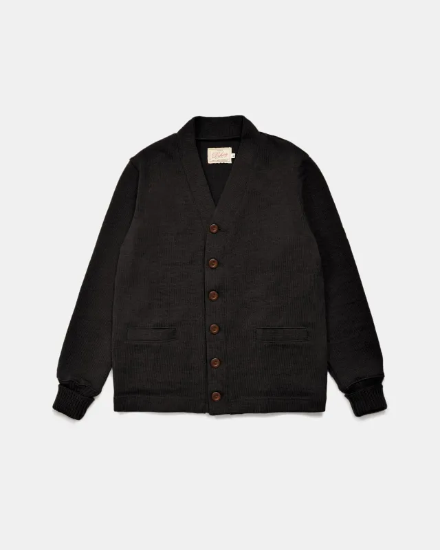 【Dehen 1920】Classic Cardigan Dark Charcoal 50年代復古粗針木炭色開襟衫 sold by Blue Beach Denim