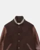 【Dehen 1920】Varsity Jacket Brown Melton / Antique Brandy 校園運動夾克咖啡拼接白蘭地色皮袖 sold by Blue Beach Denim
