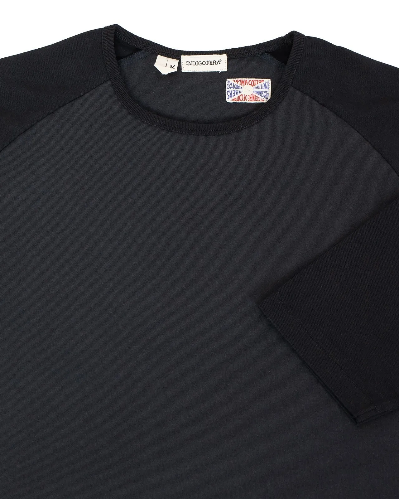 【Indigofera】Leon Raglan Sweater Marshall / Black 頂級匹馬棉 五分拚色長袖 sold by Blue Beach Denim product image thumbnail 2