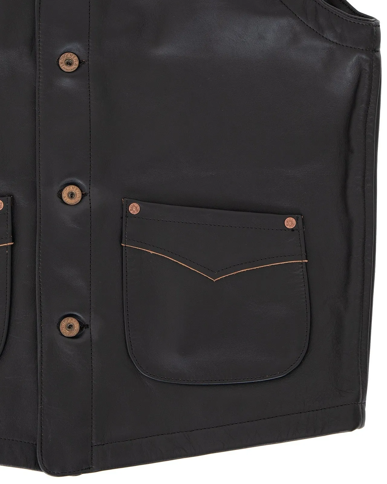 【Indigofera】 Monroe Leather Vest Black Tea Core 黑茶芯牛皮背心 sold by Blue Beach Denim product image thumbnail 3