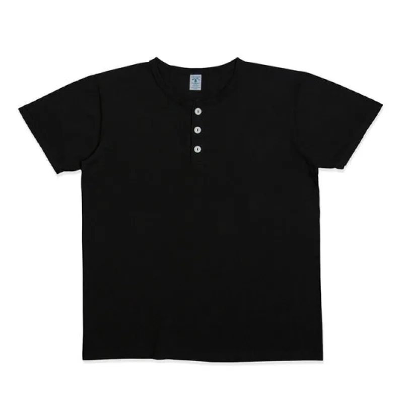 【Velva Sheen】Henley Tee - Black 黑色美製圓織亨利領短TEE sold by Blue Beach Denim
