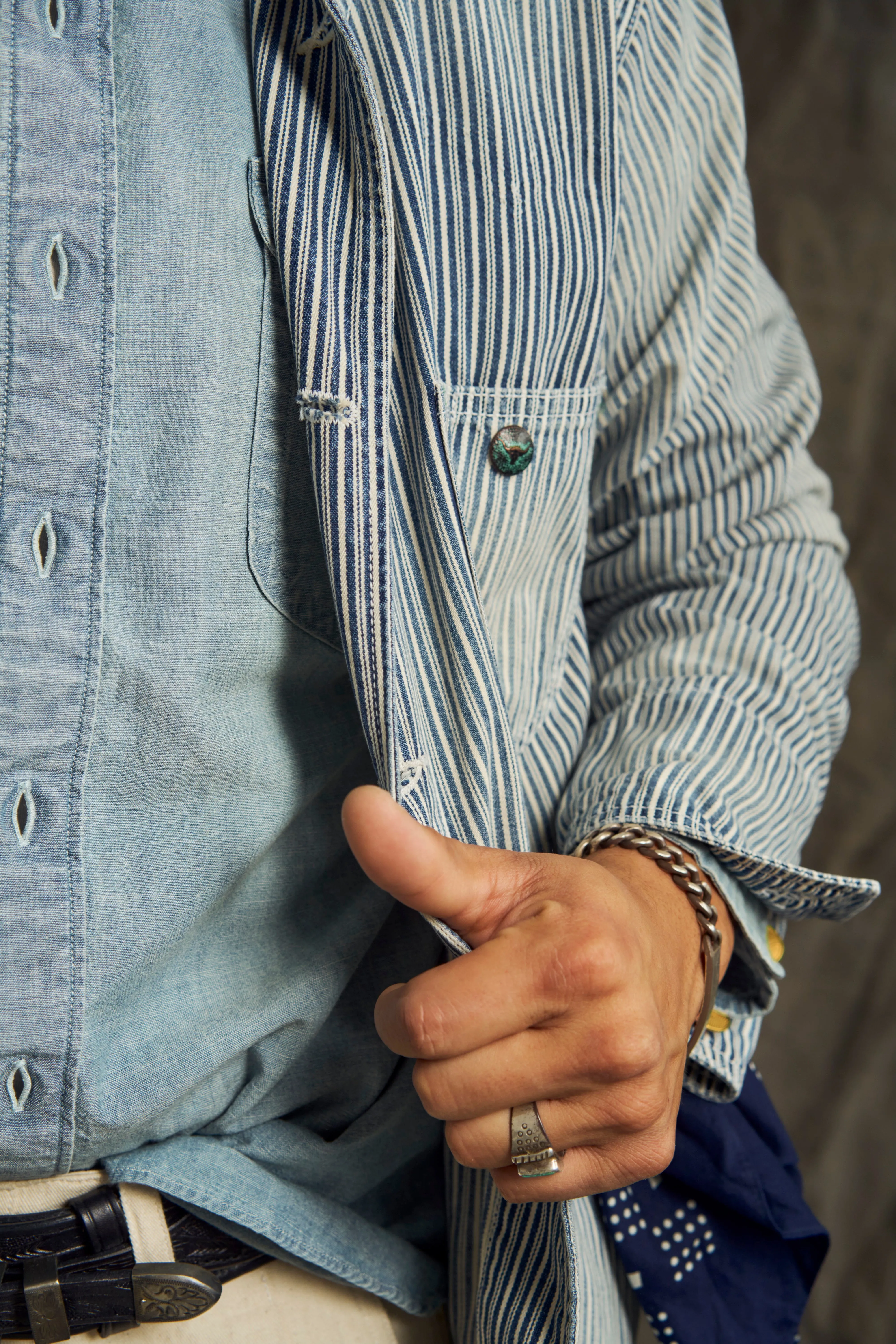 【WYTHE】Liberty Stripe Barn Jacket - Washed 復古水洗自由直條紋穀倉夾克 sold by Blue Beach Denim product image thumbnail 4