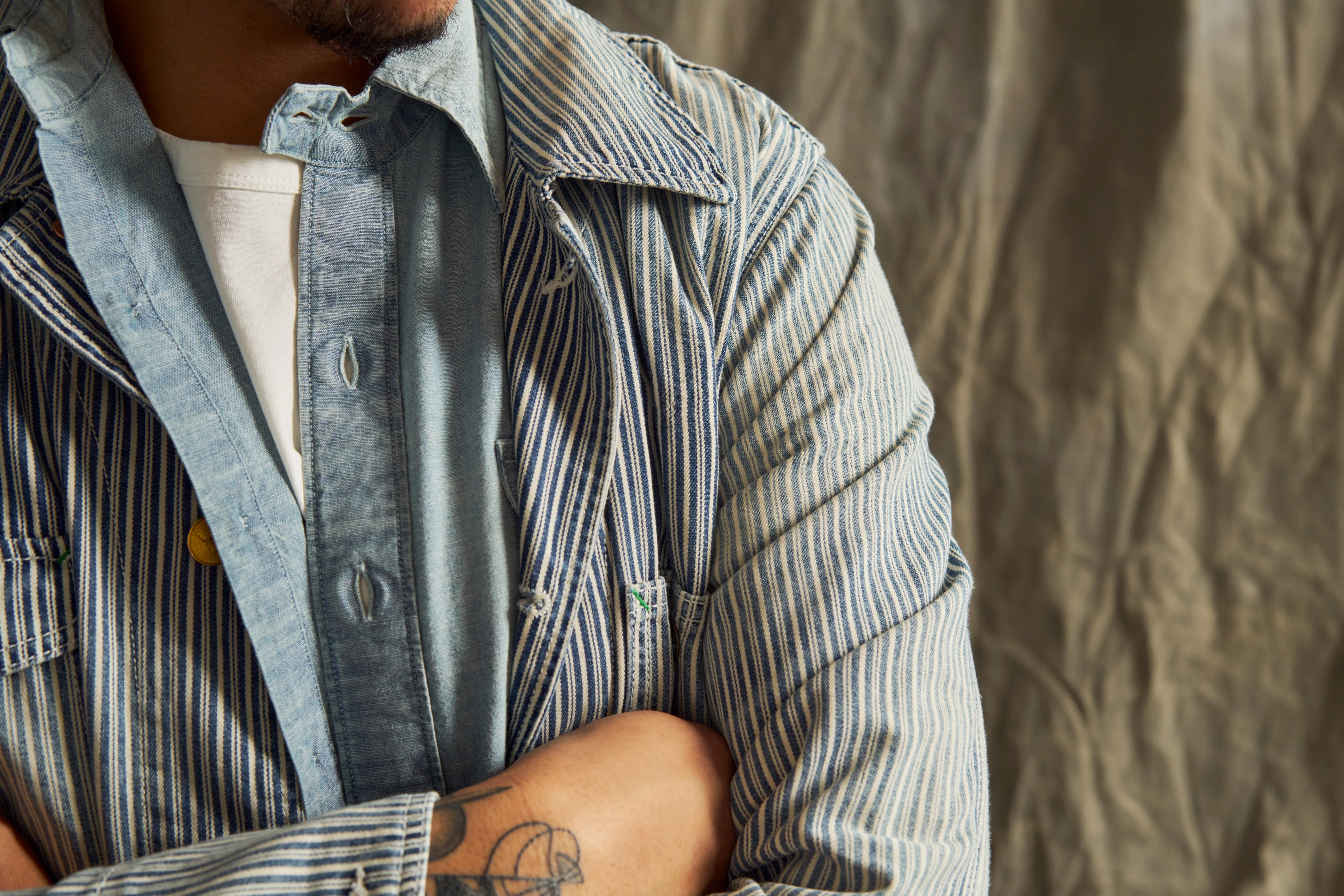 【WYTHE】Liberty Stripe Barn Jacket - Washed 復古水洗自由直條紋穀倉夾克 sold by Blue Beach Denim product image thumbnail 5