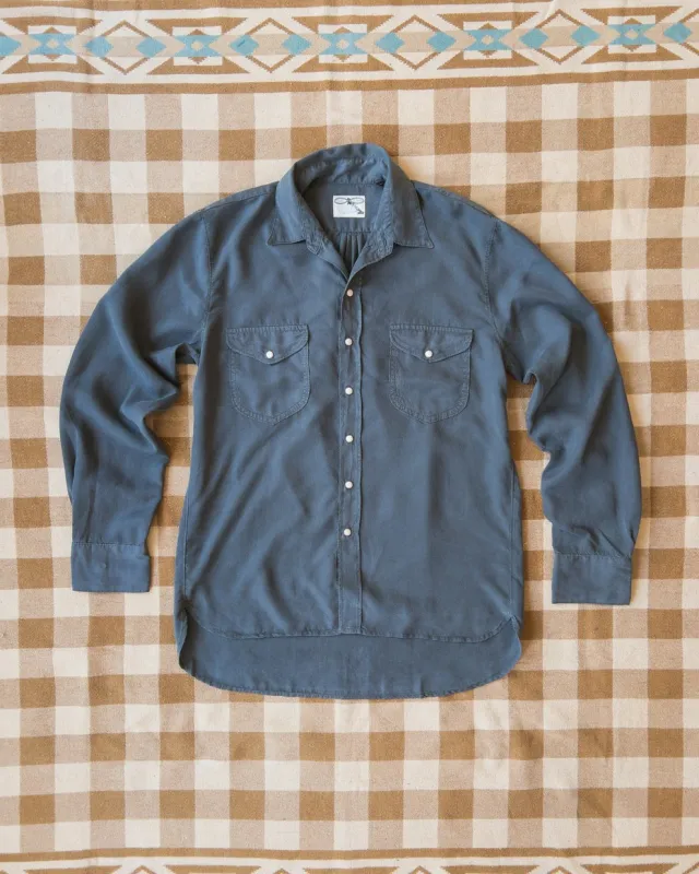 【WYTHE】Tencel Gabardine Pearl Snap Shirt - Faded Black 褪黑色天絲棉珍珠扣襯衫 sold by Blue Beach Denim