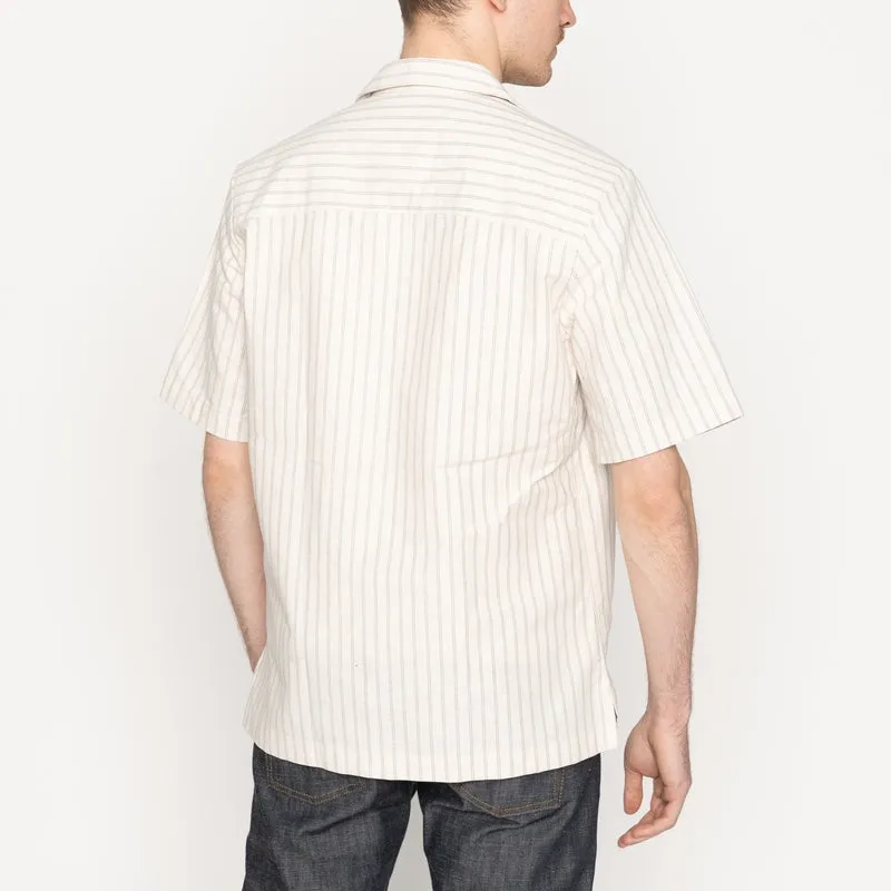 【Naked & Famous】Aloha Shirt Striped Oxford Ecru 原棉色牛津布直條紋短袖襯衫 sold by Blue Beach Denim product image thumbnail 4